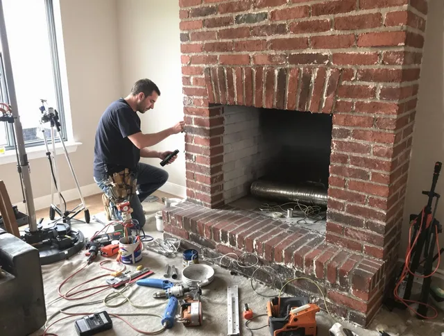 Westport Chimney Sweep specialist finalizing chimney liner service in Westport, CT