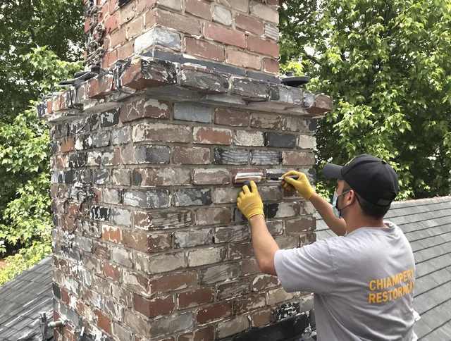 In-progress chimney restoration by Westport Chimney Sweep in Westport, CT