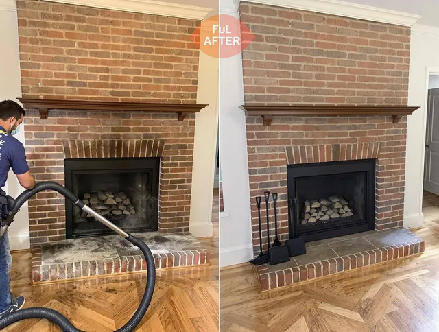 Westport Chimney Sweep carefully sanitizing a fireplace in Westport, CT