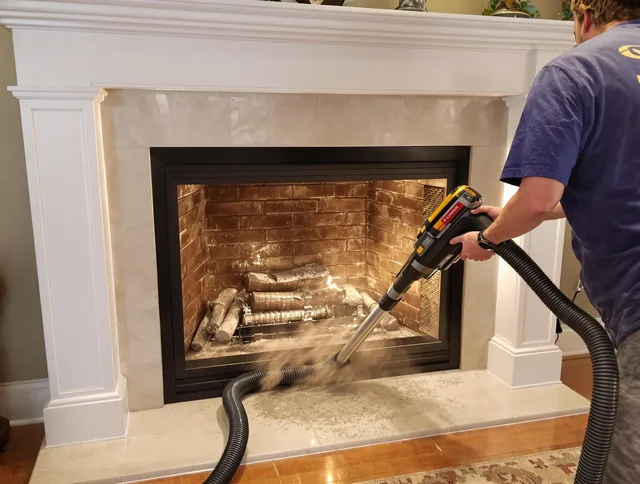 Fireplace cleaning performed by Westport Chimney Sweep in Westport, CT