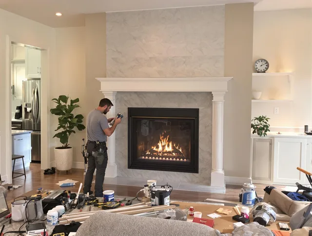 Newly installed fireplace by Westport Chimney Sweep in Westport, CT